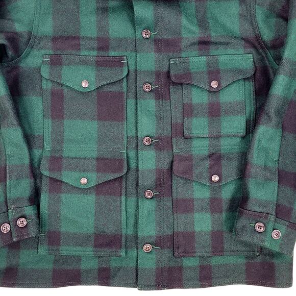 Filson 1940s Mackinaw Wool Cruiser Jacket Green & Black Plaid Sz L - Picture 2 of 8